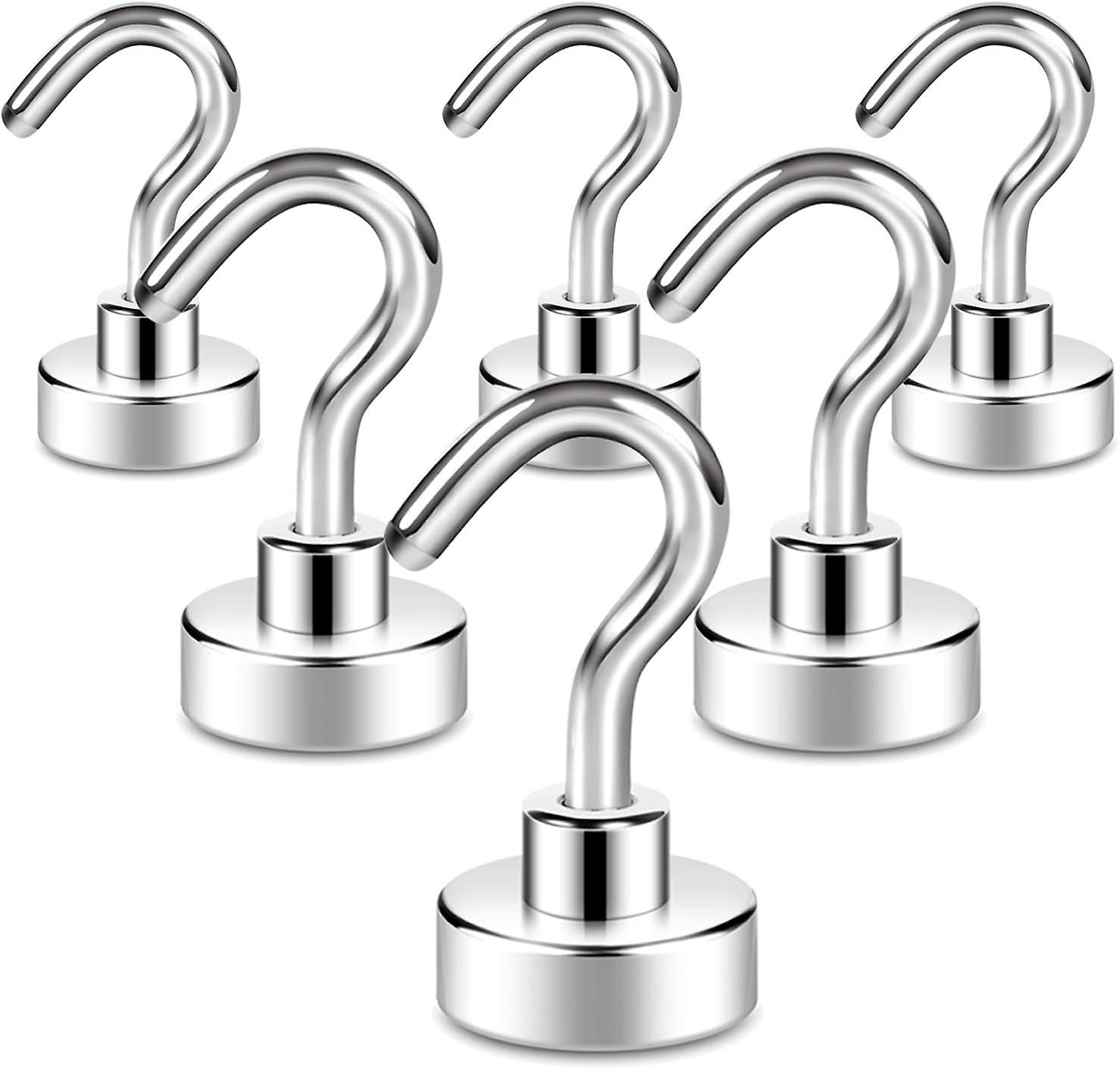 6 Pack Magnetic Hooks - 10kg+ - Heavy Duty Magnets with Fridge Hooks - Extra Strong - Hooks for Hanging Curtains