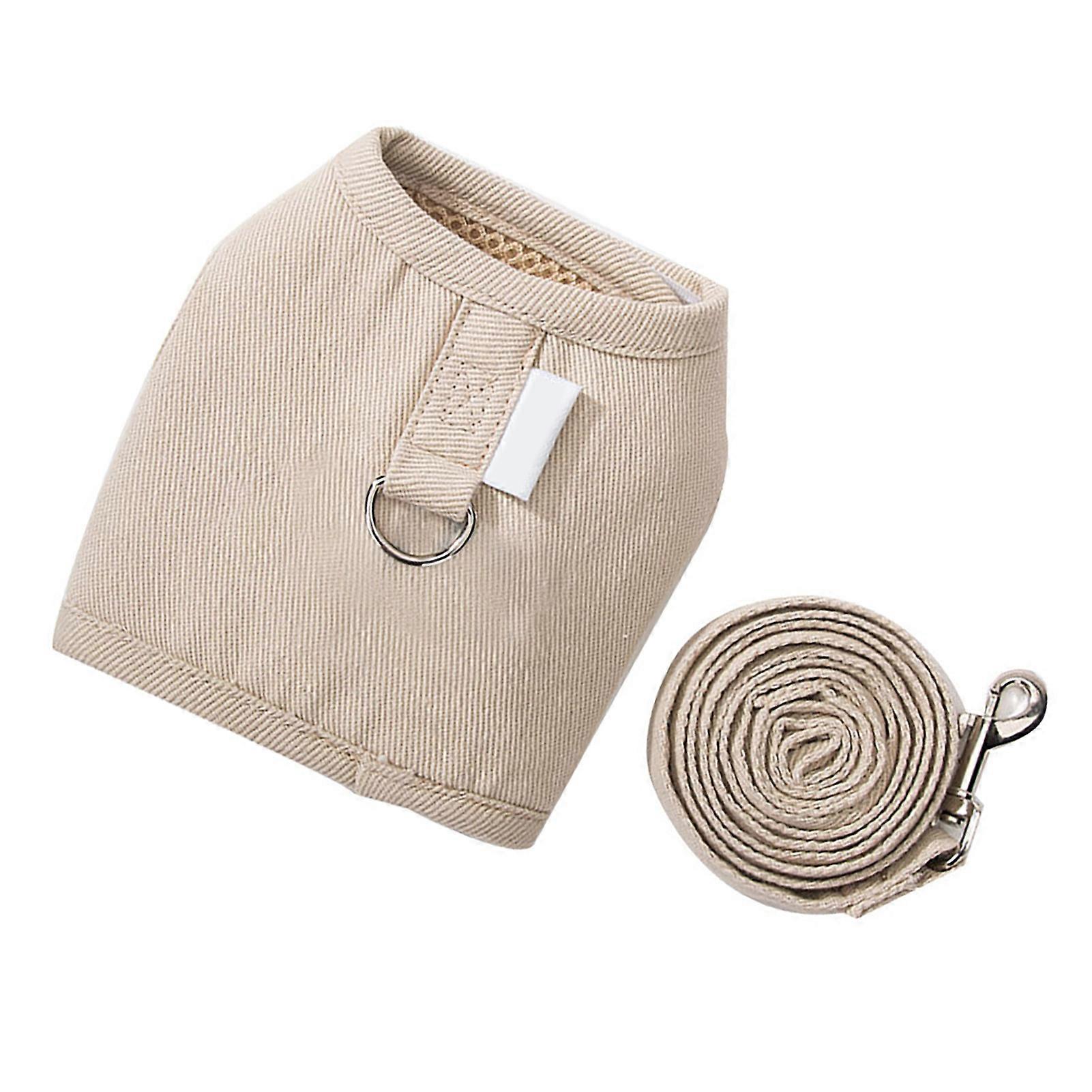 Dog Harness with Traction Holes Breathable Mesh Soft Texture Comfortable Easy Control Cat Vest Harness for Pets Cream Color M Suitable for 2.5‑5kg