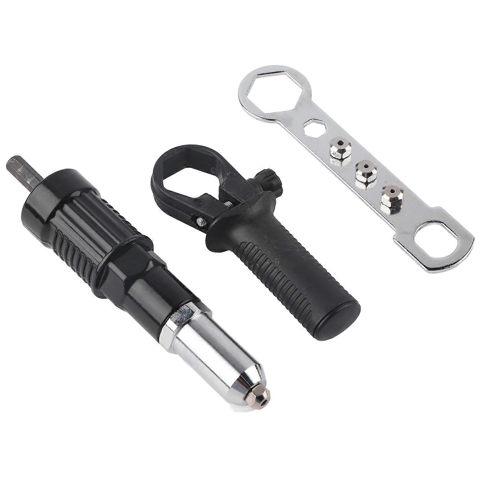 Drill-Compatible Electric Rivet Gun Adapter with Nail Head Attachment