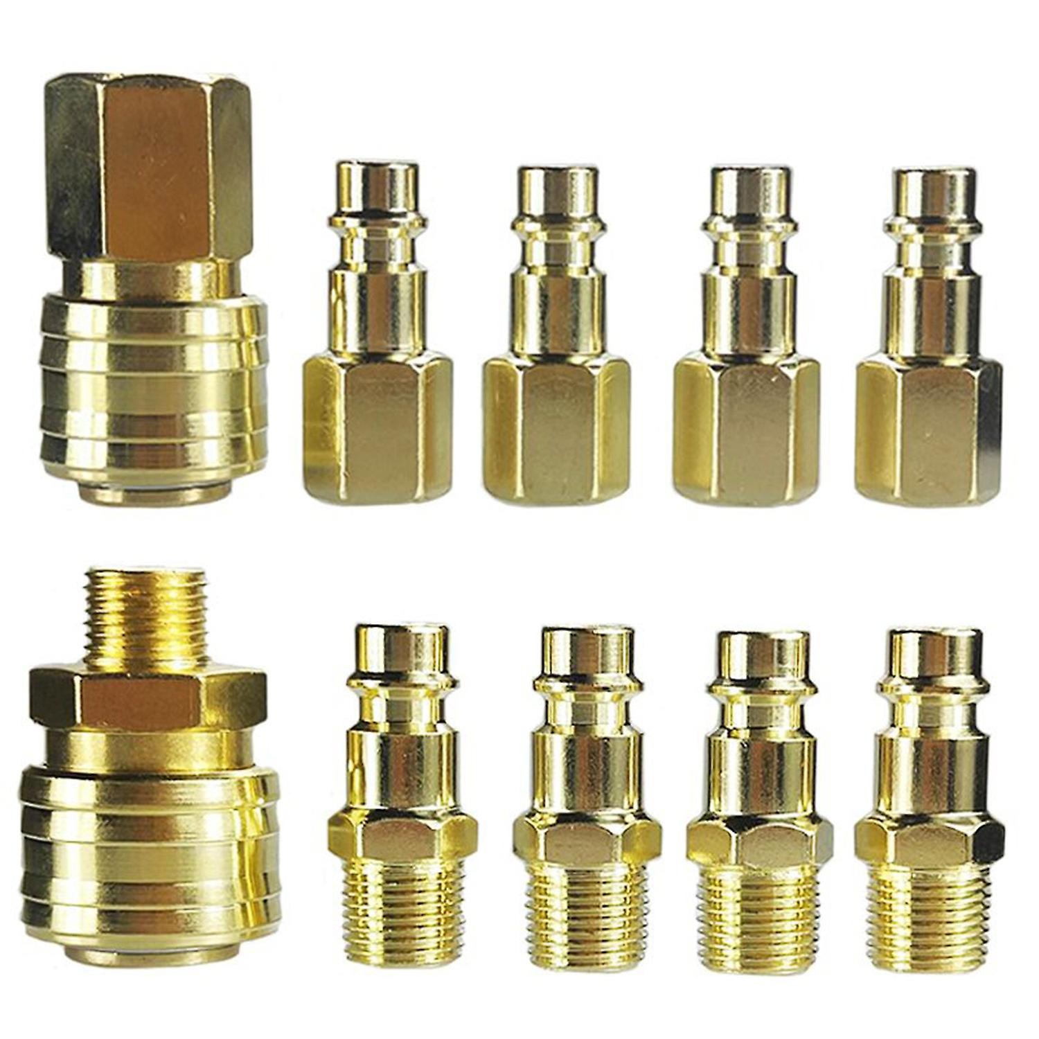 Brass Air Coupler and Plug Kit 10pcs Female Quick Release Coupler with 1/4''BSP Female/Male Thread M