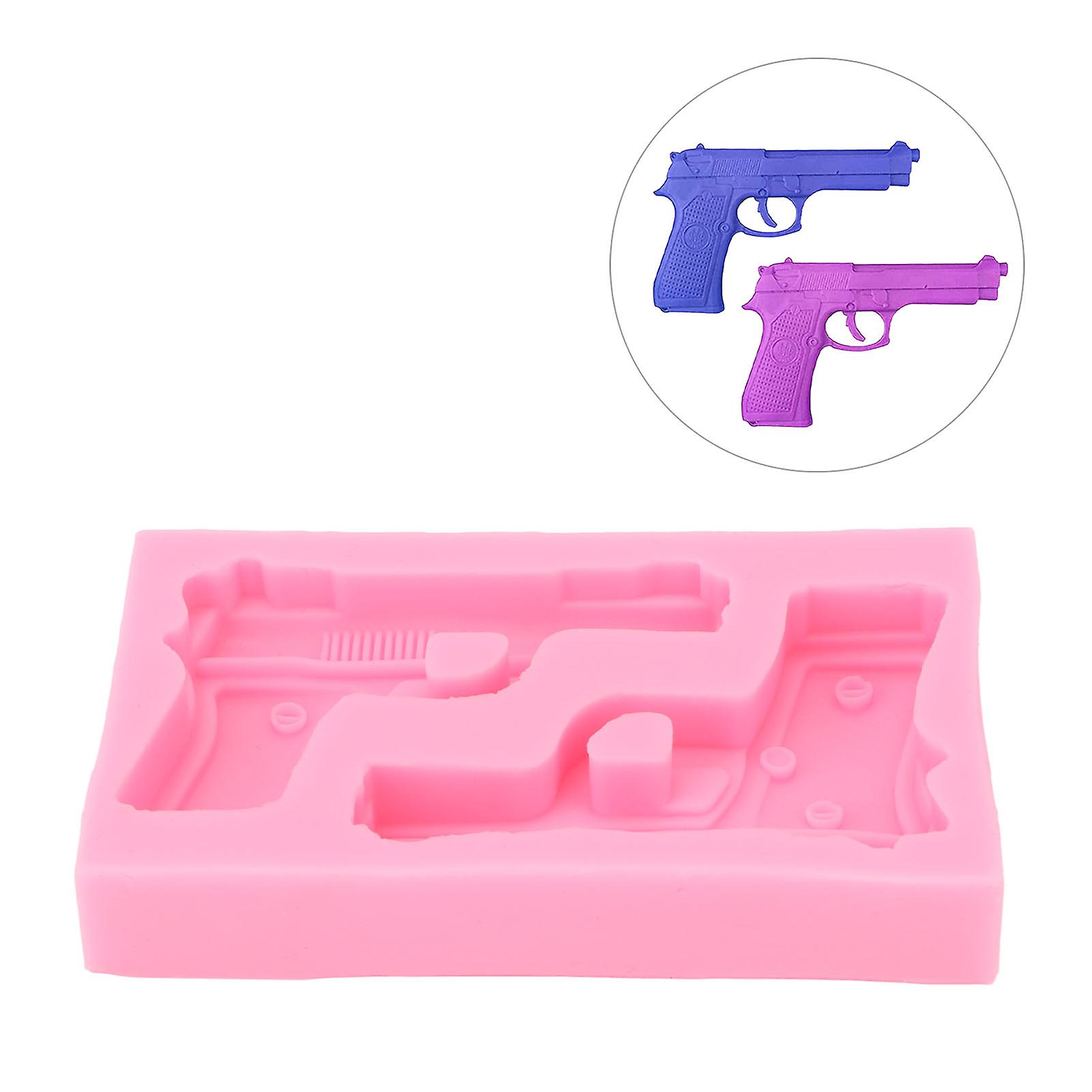 3D Pistol Shape Silicone Mold for Cake Candy Baking Pink DIY