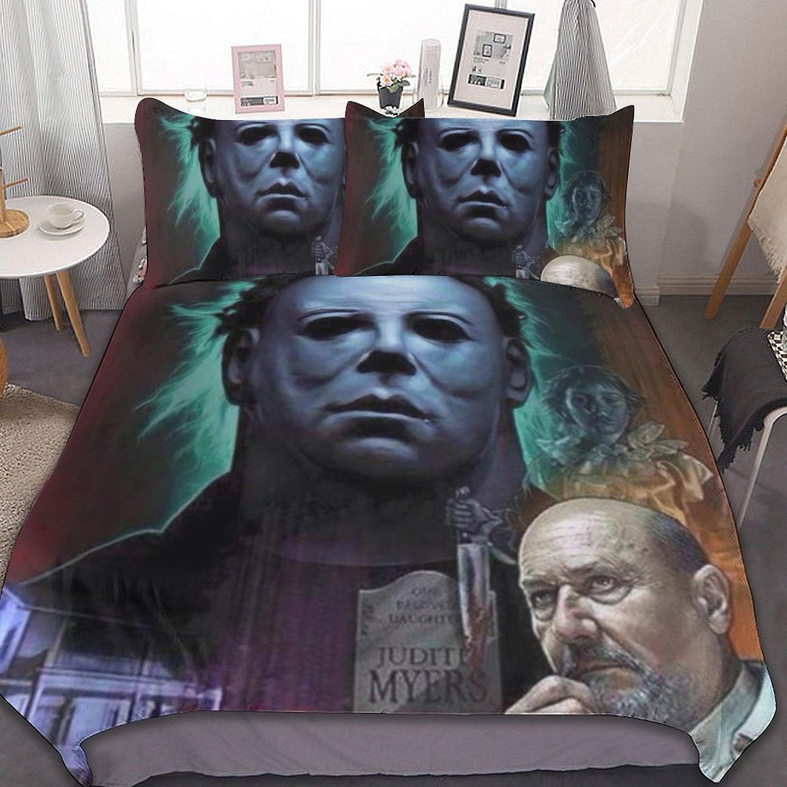 Michael Myers Halloween 3 st lakan set Andningsbart påslakan med 2 kuddar Sham Soft All Seasons Sängkläder Set