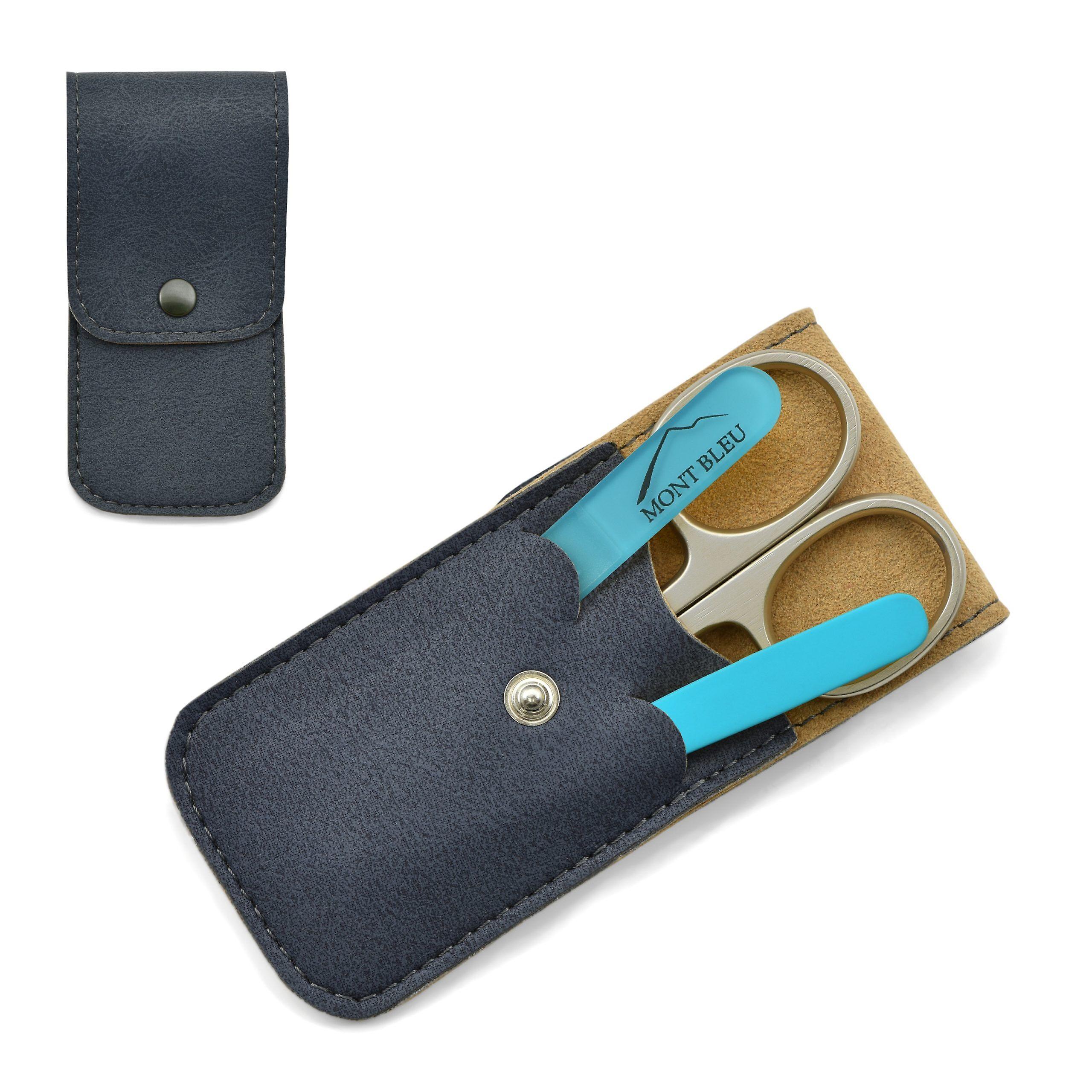 Mont Bleu 3-piece Manicure Set in Soft Leatherette Case - Turquoise