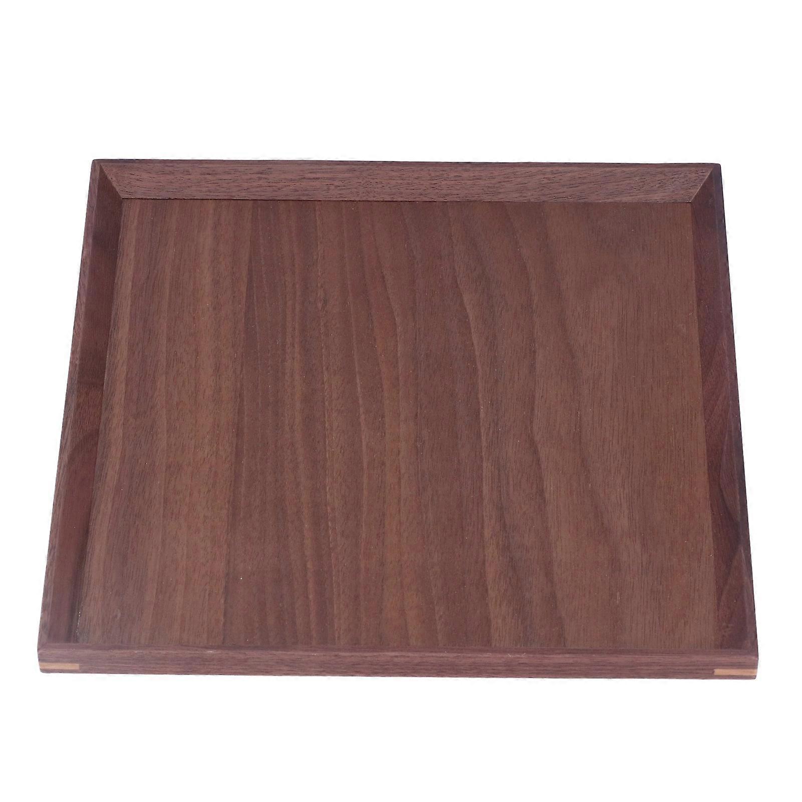 Wooden Tray Quadrate Shape Black Walnut Retro Classic Chinese Style Decorative Serving Tray for Tableware M