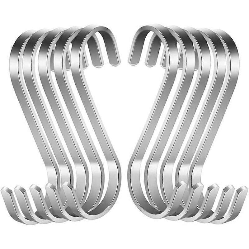 10 Pack Multi-Function Hanging S-Hooks Stainless Steel S-Shaped Hooks S-Hook for Bathroom Bedroom Office Kitchen