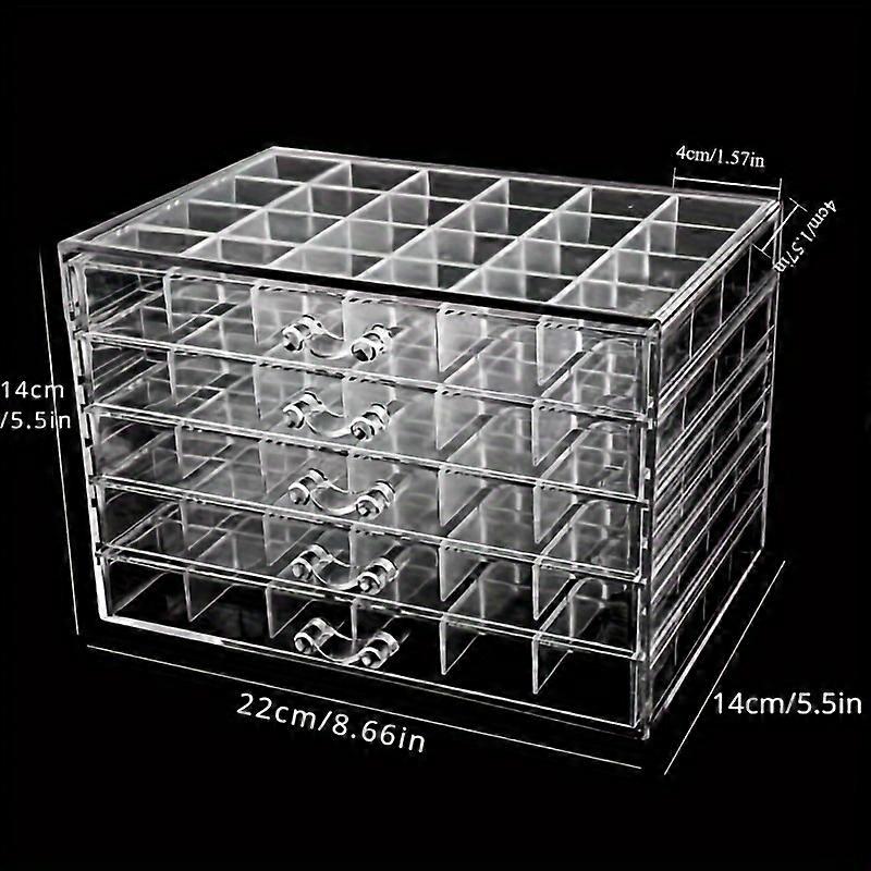 Transparent 5-Layers Jewelry Box, 120 Grids Jewelry Storage Box