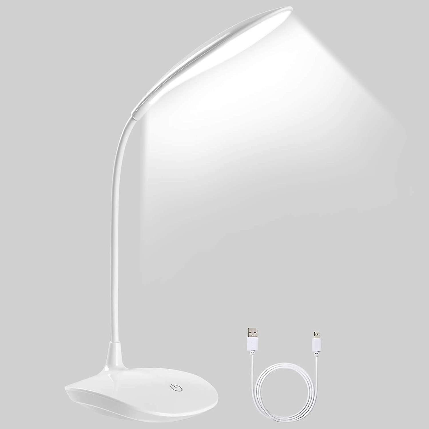 Lampe de Bureau LED, Lampe de Lecture Led Pour Livre avec Cble USB, 15 LED, 3 Niveaux de Luminosit, Flexible 360, 1200mAh, Touch Control, Protection