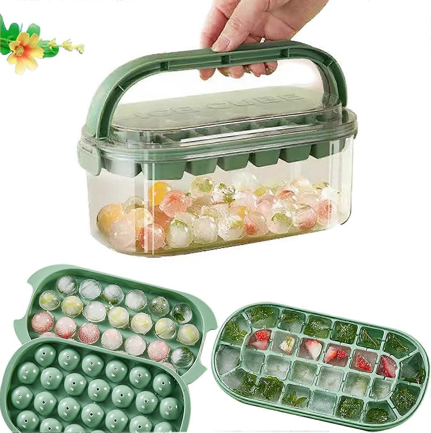 Ice Cube Trays with lids, Food-Grade Materials Ice Cube Moulds, Release All Ice Cubes in One Step, Round Ice Ball, Sphere Ice Cube,Whiskey & Cocktails