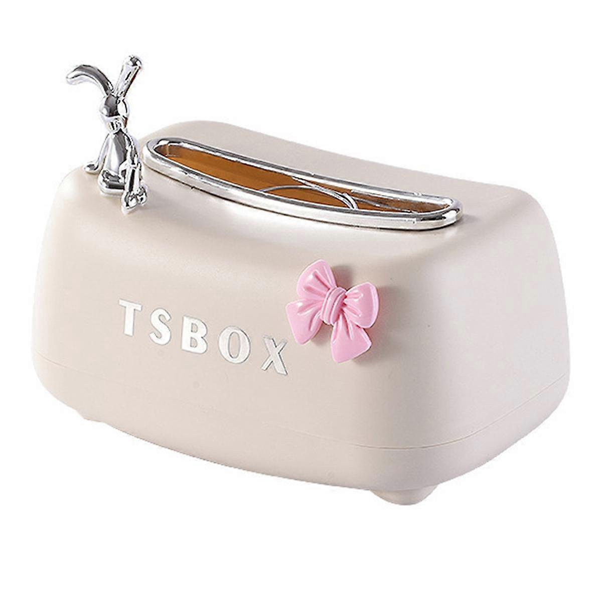 Tissue Holder with A Spring Tissue Box Cover Smooth Napkin Facial Paper Organizer Tissue Storage Box,Rabbit(A)