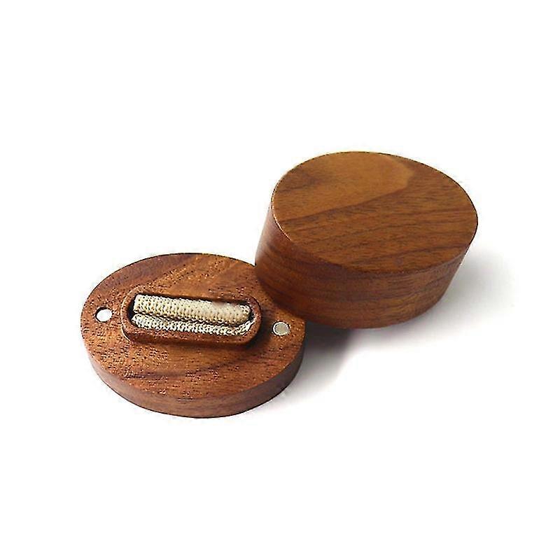 Oval-shaped Solid Wood Ring Box Flannel Soft Inner Bag Jewelry Storage Bag
