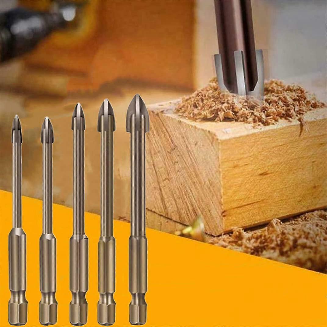 Efficient Universal Drilling Tool,3-7mm Triangle Drill Bit,Multifunctional Cross Alloy Drill Bit Tip High-Performance Utility Tools for Woodworking 5P