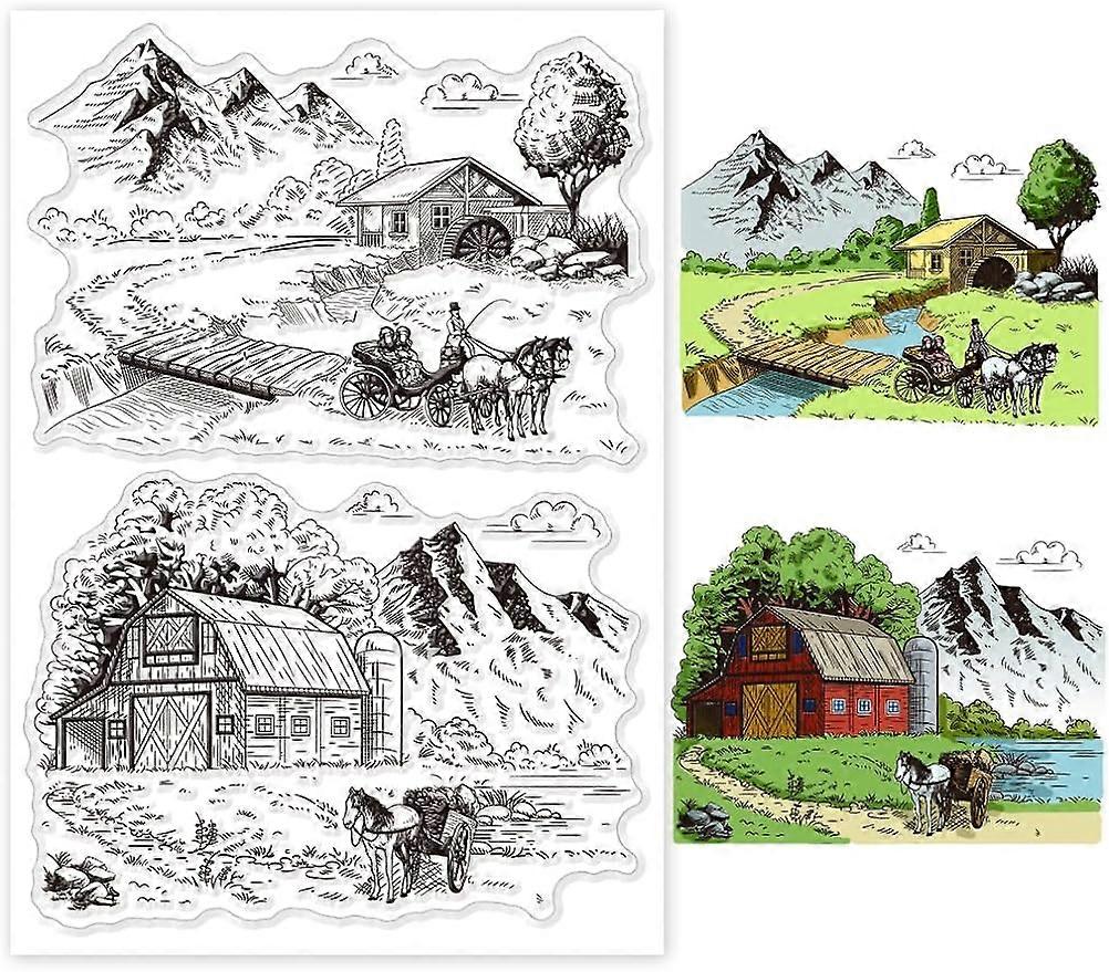 1Sheet Countryside Farm Silicone Clear Stamp