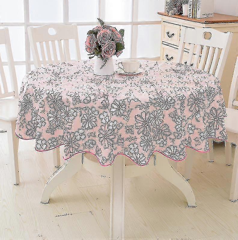 Round Vinyl Lace Tablecloth Waterproof Pvc Plastic Tablecloth