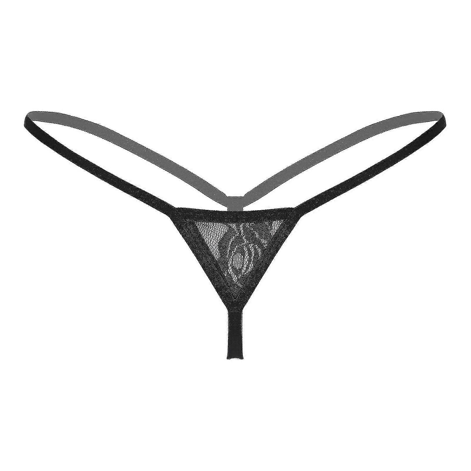 Naisten läpinäkyvä pitsi Micro Thongs G-strings alushousut Pikkuhousut Matala vyötärö Joustava vyötärönauha T-selkä Alusvaatteet Alusvaatteet