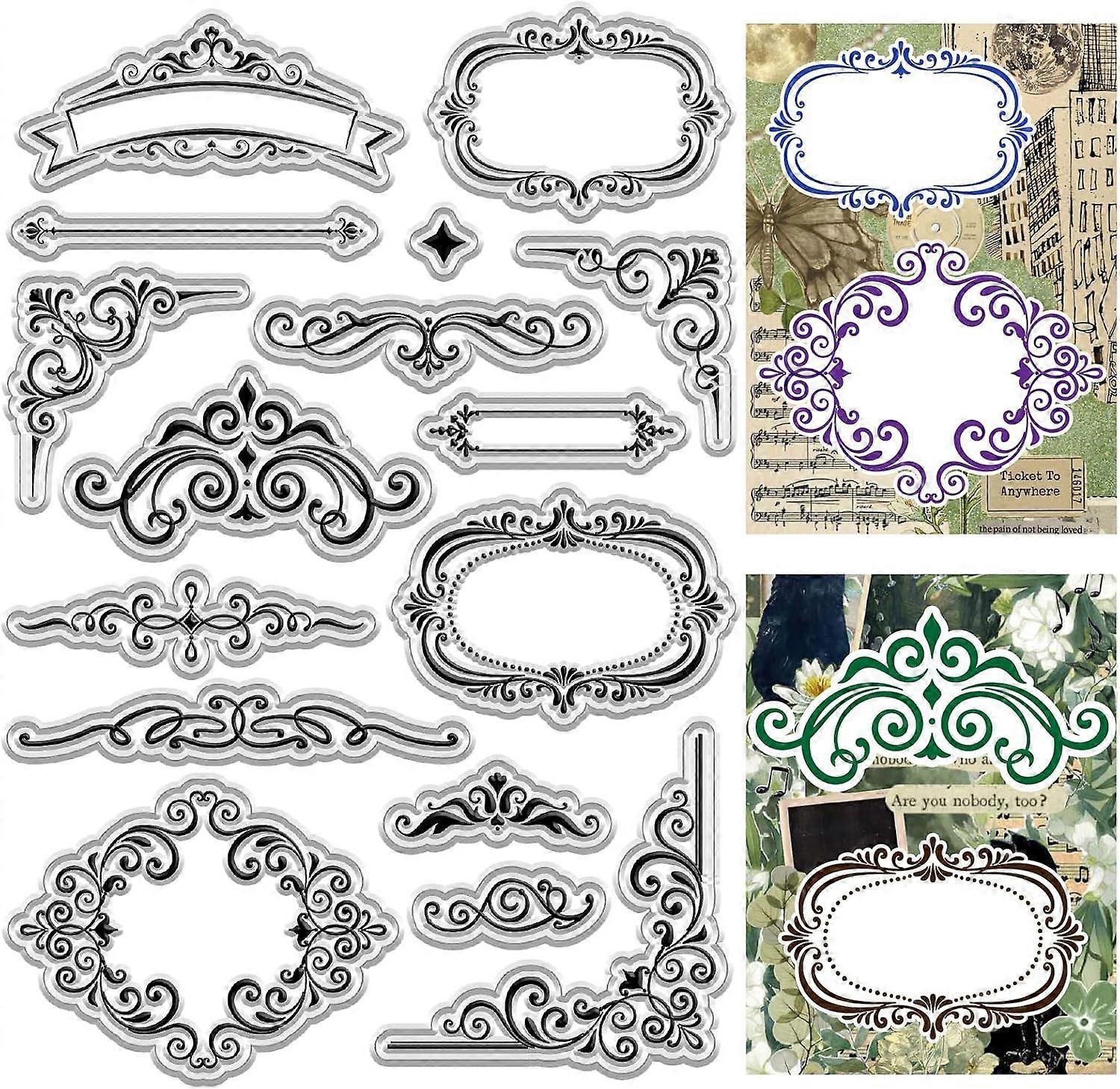 Vintage Borders Clear Stamps Dividing Line Reusable Transparent Silicone Stamp European Style Border Edge Seals Postmark for Journaling Card Making DI