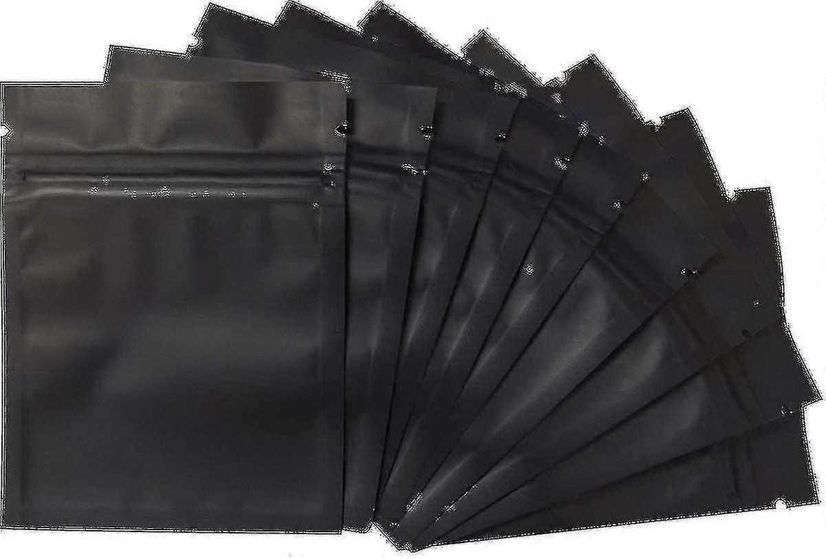 100 יחידות שקיות הוכחת ריח - שקיות Mylar רדיד אלומיניום שקית שטוחה שקית מט שחור מט (גודל, צבע: שחור-5.5x7.8 אינץ '