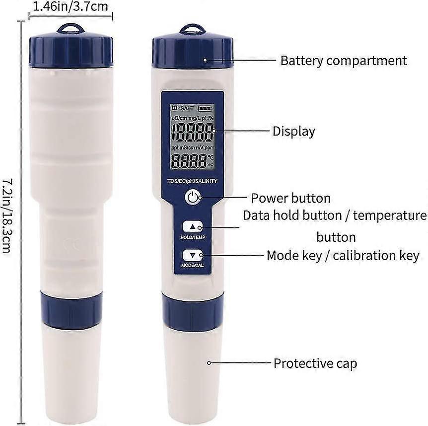 Digital Ph Meter High Accuracy Water Quality Tester Ph/tds/ec/temp Tester