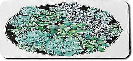Succulent Computer Mouse Pad, Different Succulent Plants Corsage Design Exotic Flora Agave Foliage, Rectangle Non-slip Rubber Mousepad X-large, 35" X(