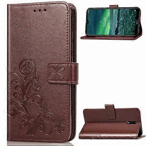 For Nokia 2.3 Lucky Clover Pressed Flowers Pattern Leather Case & Hand Strap