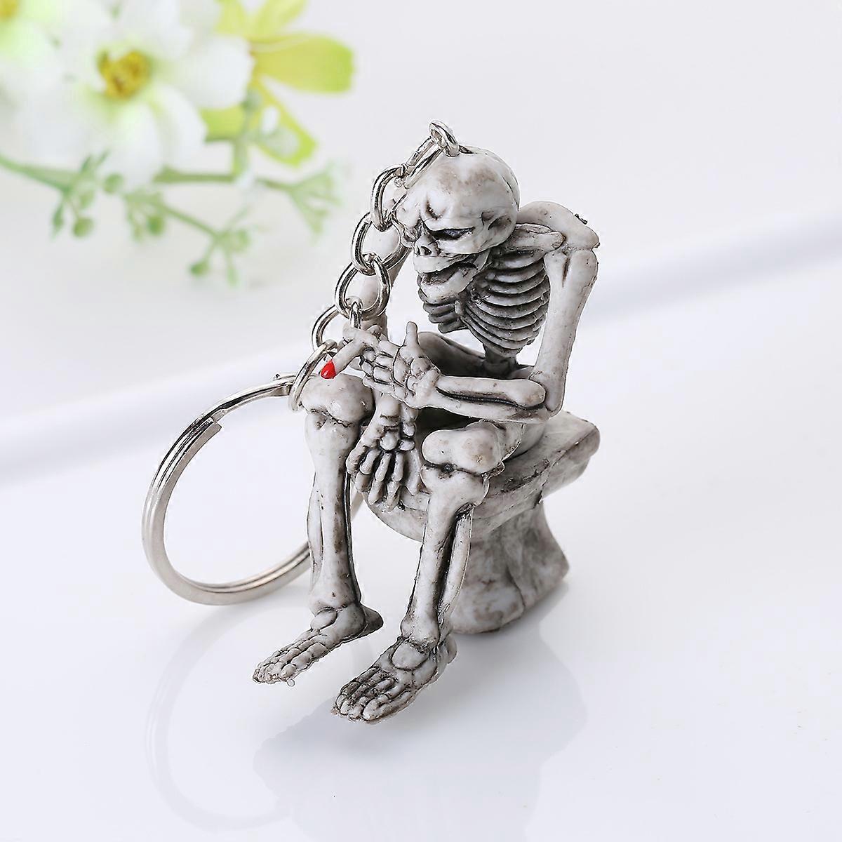 Keychain - Toilet Skull Gray