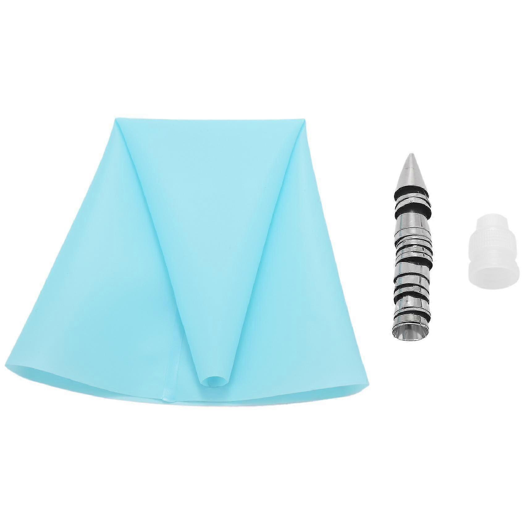 18pcs/set Silicone Pastry Bag Nozzles Decorating Tools Blue + Silver