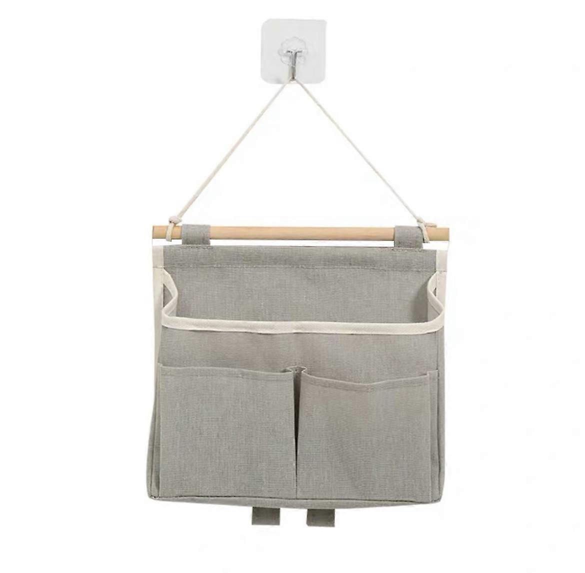 Wall-mounted storage bag, multifunctional storage bag, bedside hanging storage bag, gray