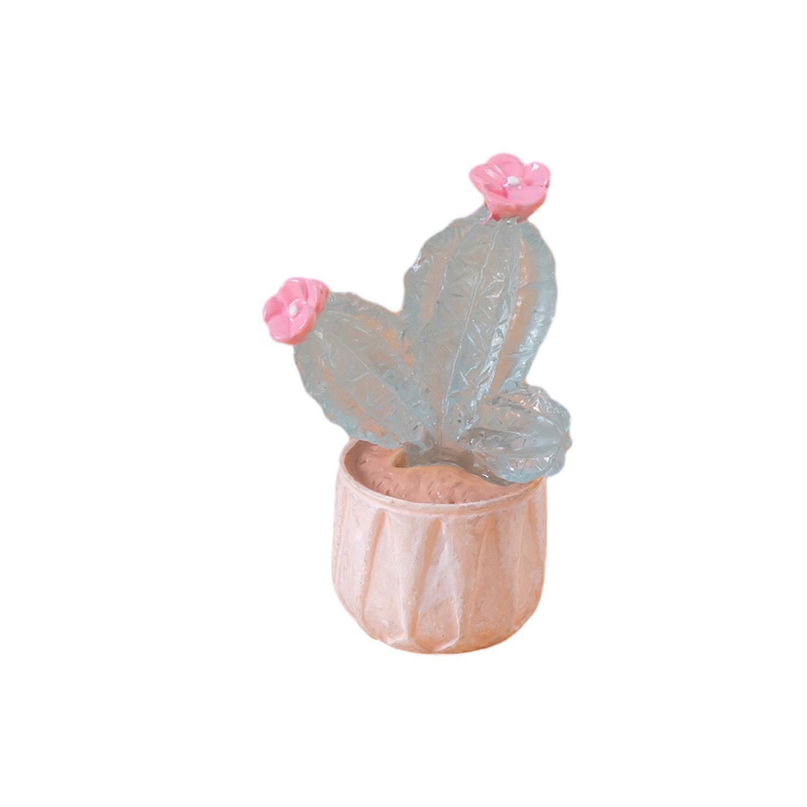 1/6Pcs Luminous Cactus Figurine Set Unique Resin Ornaments Glow-in-the-dark Desert Plant Sculpture Cactus Outdoor Garden Decoration