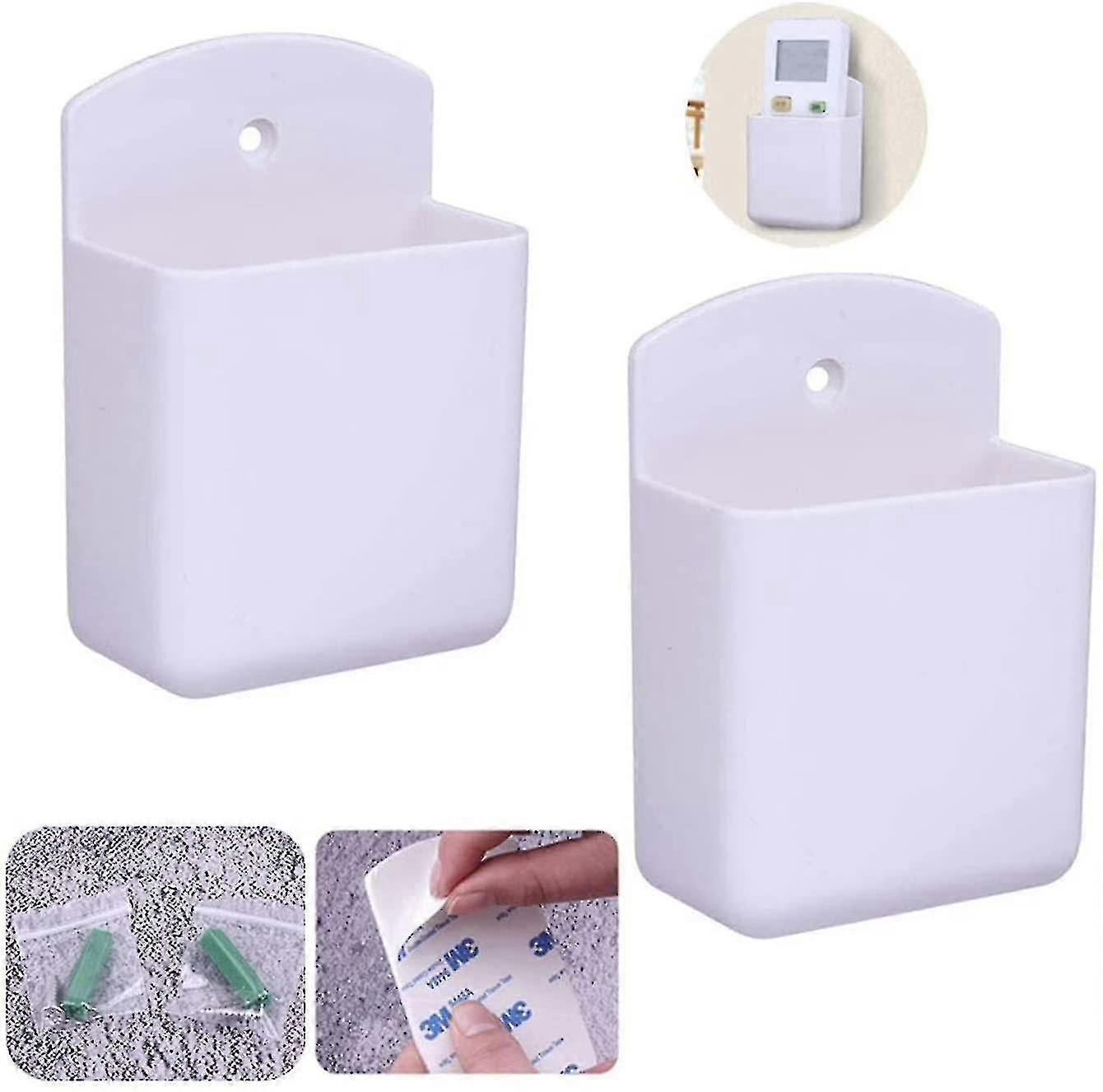 2 Pieces Wall Mounted Remote Control Storage Box