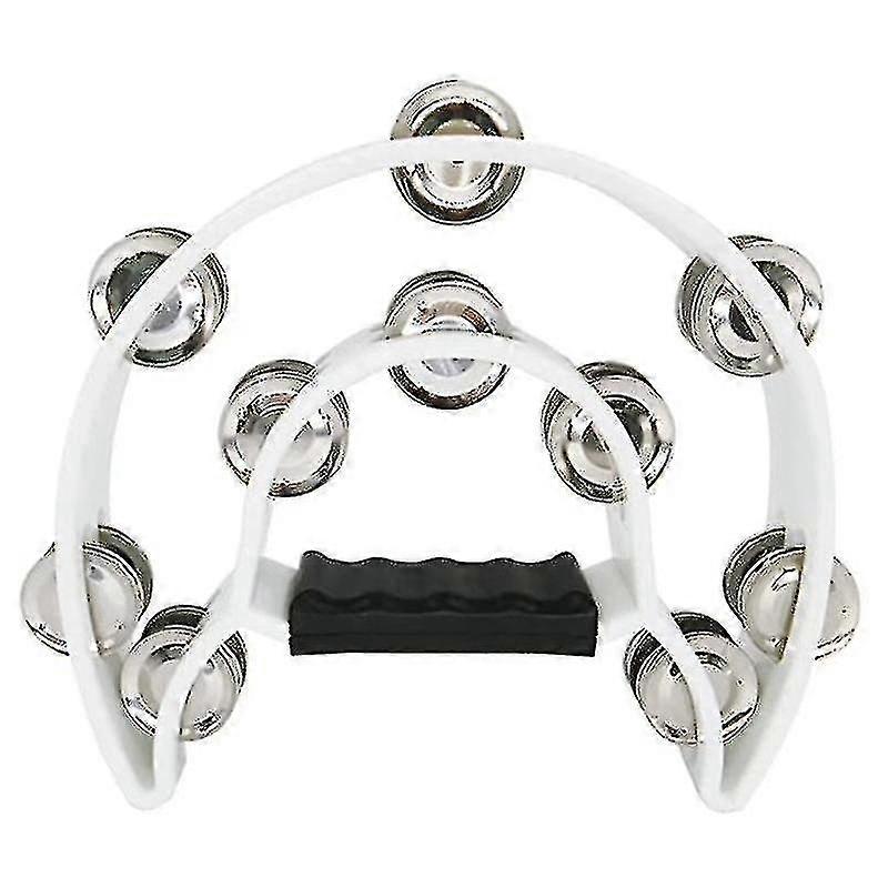 Tambourine, Hand Held Percussion Double Row Tambourine Metal,white