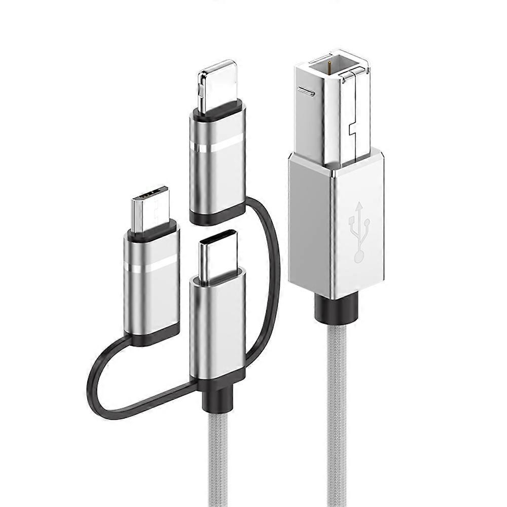 1m Plug and Play 3-in-1 iP + Type-C + Micro USB to MIDI Cable for Printer Electric Piano Keyboard Mi