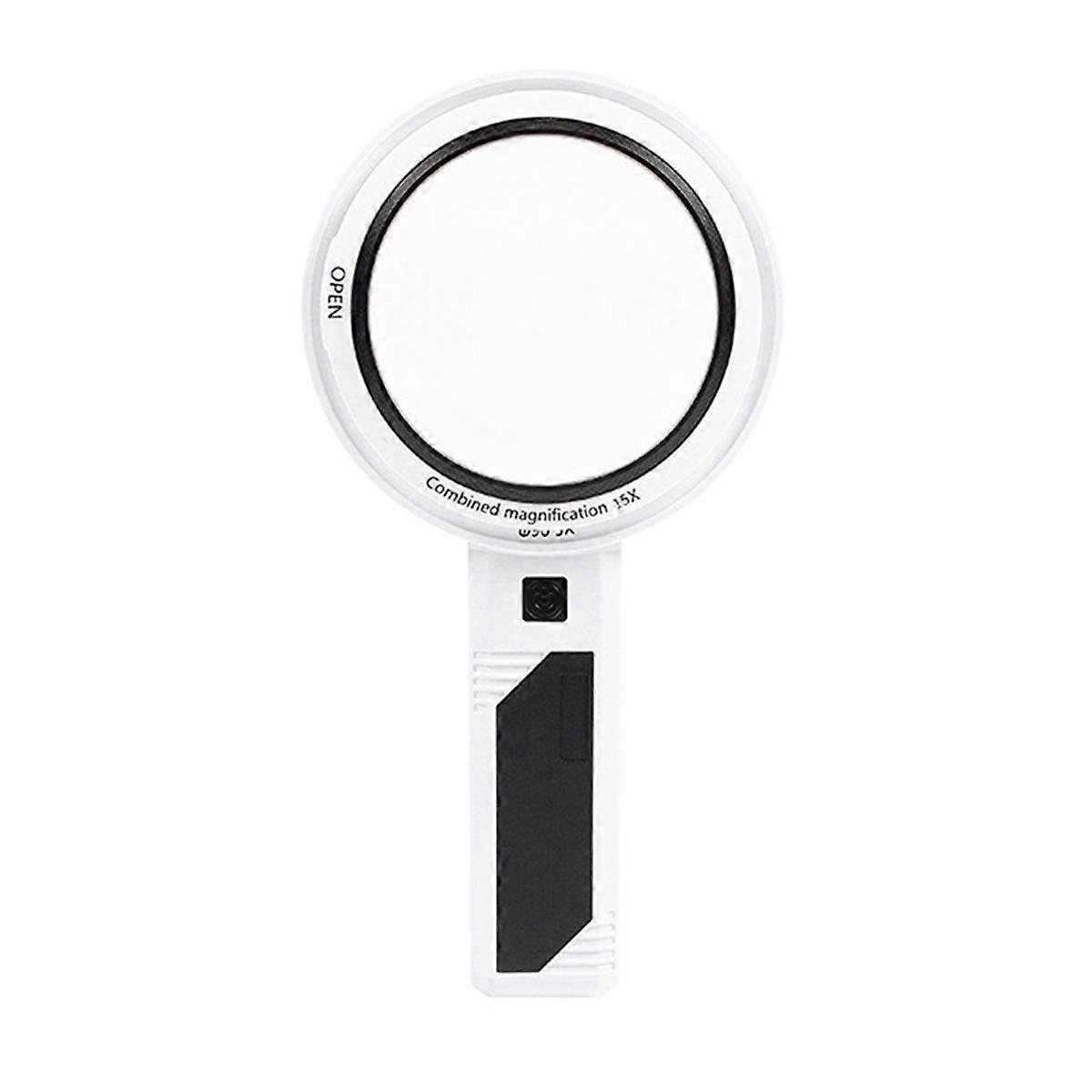 Handheld Magnifying Glass Loupe with LED Light Illuminated Magnifier Removable Optical Lens Magnifi