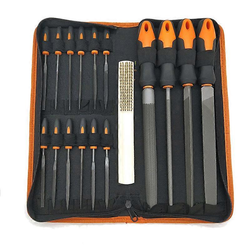 17Pcs Forged Alloy Steel File Set with Carry Case, Precision Flat/Triple-cornered/Half-Round/Round