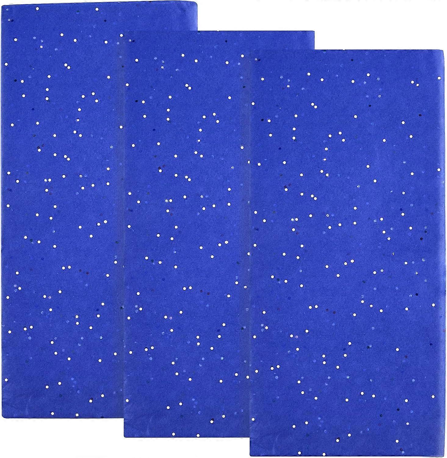 Glitter Tissue Paper for Flower Wrapping, 20" x 26" Blue Tissue Paper Sheets for Christmas Gift Wrapping, 10 Sheets