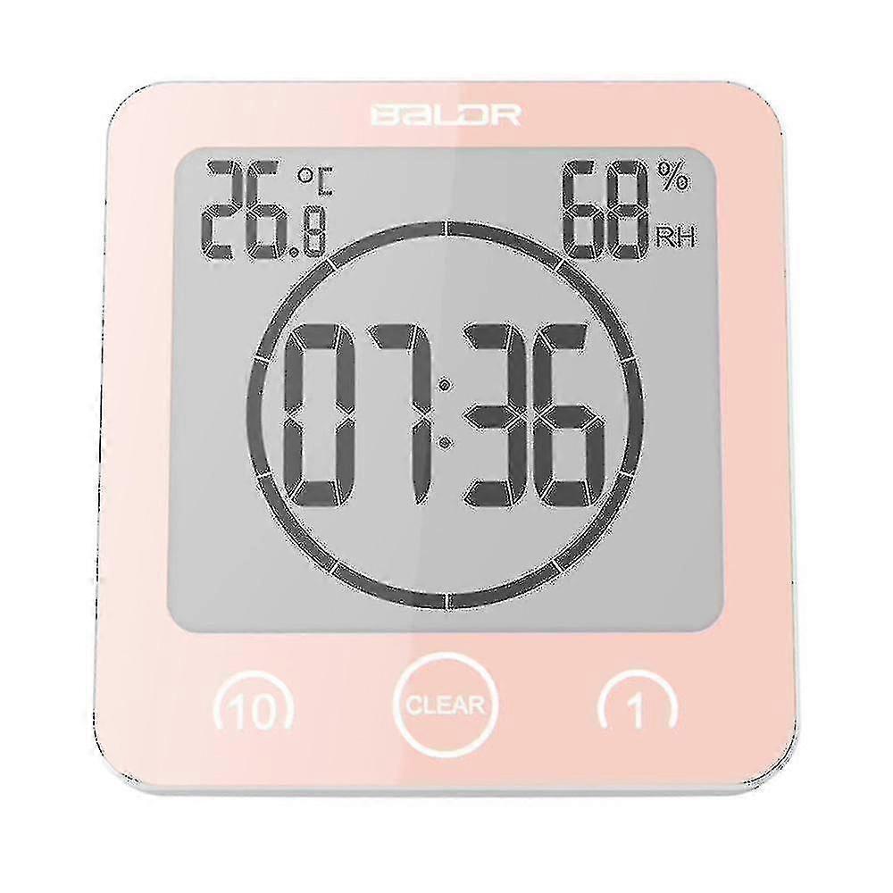 Badrum klocka, dusch timer larm digitala klockor, badrum Vattentäta köks timer klockor med termometer Hygrometer för dusch matlagning makeup