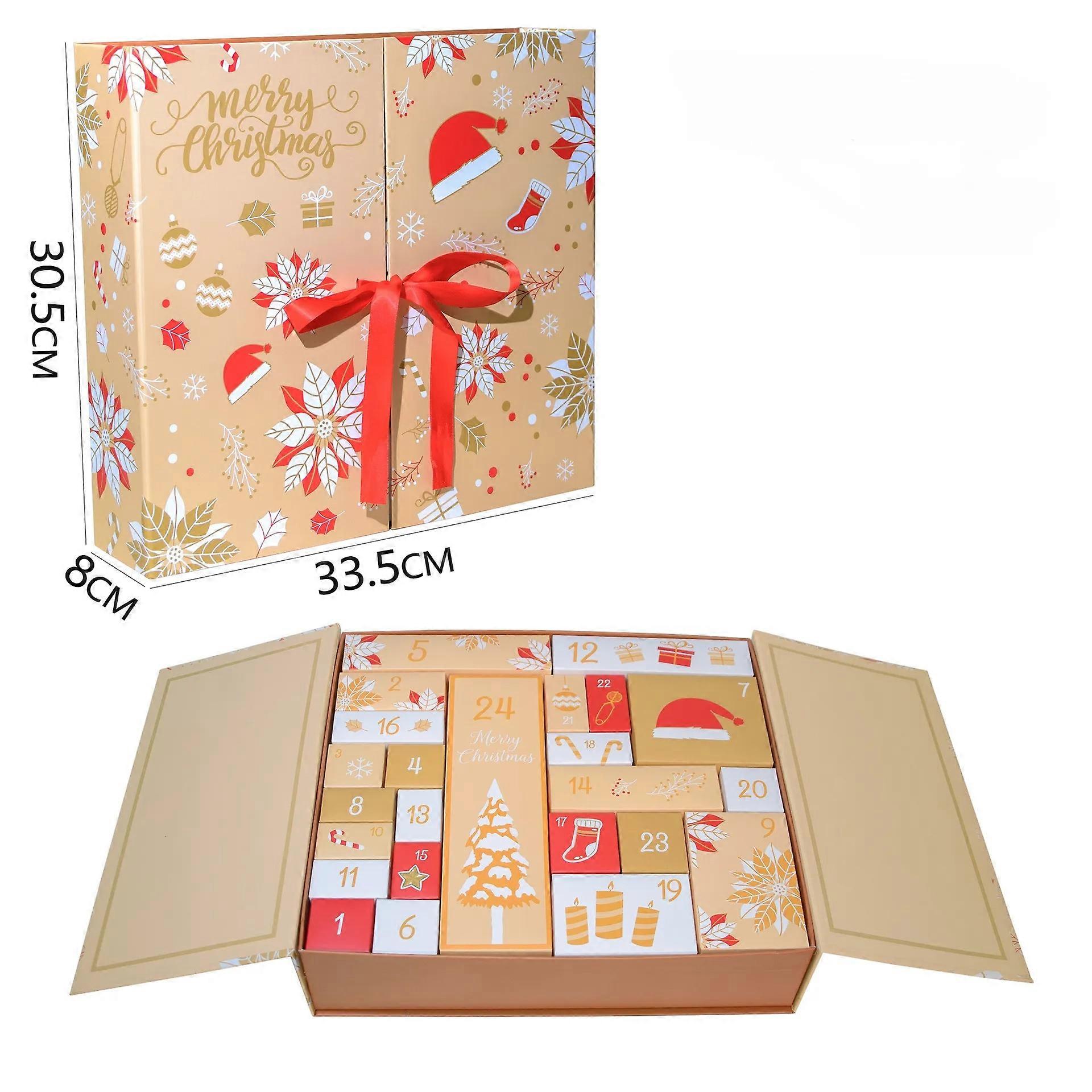 2024 تقويم عيد الميلاد مجيء صندوق فارغ مزدوج الباب مفاجأة حلوى الشوكولاته السنة الجديدة عيد الميلاد هدية مربع التعبئة والتغليف