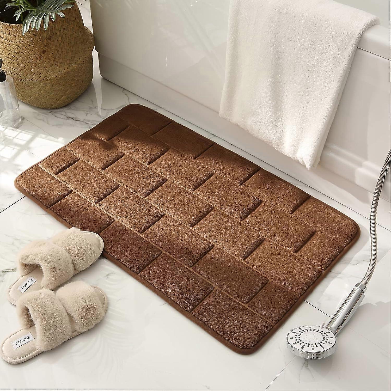 Non -slip Bath Carpets in memory foam, Absbrous Bath Rugs Washable Bath Carpet 40x60cm Coffee GROOFOO