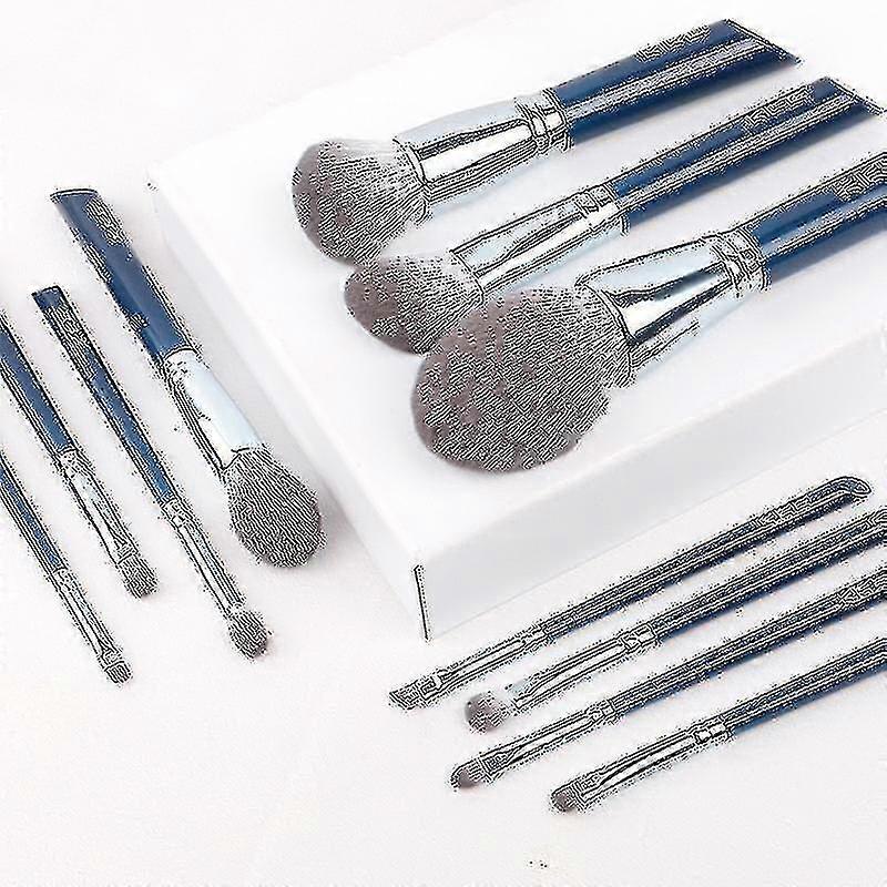 化粧ブラシスカイブルー11pcsスーパーソフトファイバー化粧ブラシセットフェイスアイ化粧品ペンシル人工毛