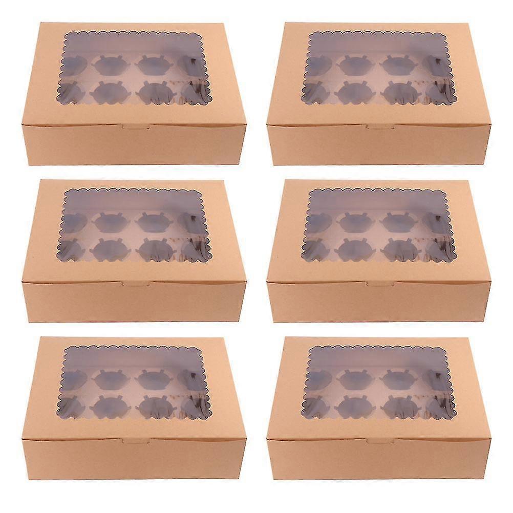 6pcs Packaging Boxes Cupcake Boxes Storage Boxes Cake Container Without Ribbon