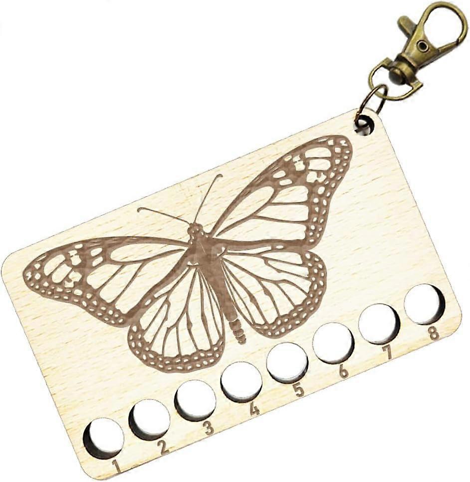 1 Pc Wood Needlework Project Card Butterfly Animal Floss Thread Holder 10mm Hole 8 Positions Winding Plate Board with Clasp for DIY Sewing Storage Thr