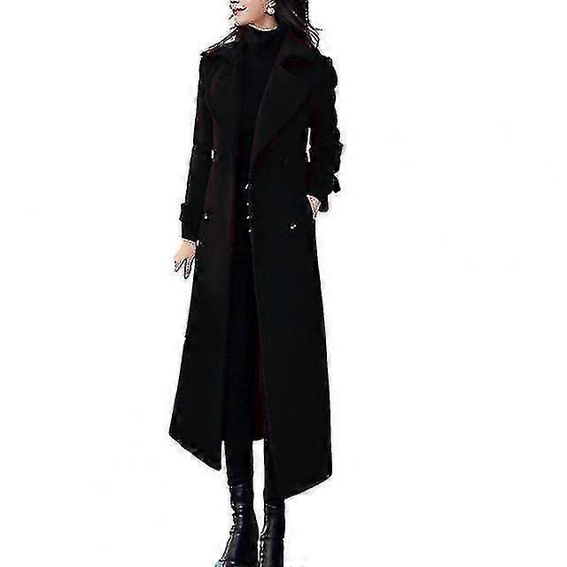 معطف الشتاء الحراري النساء الأعمال منتصف طول الساق سترة الصوف الرسمي يمزج معطف مزدوج الصدر سميكة