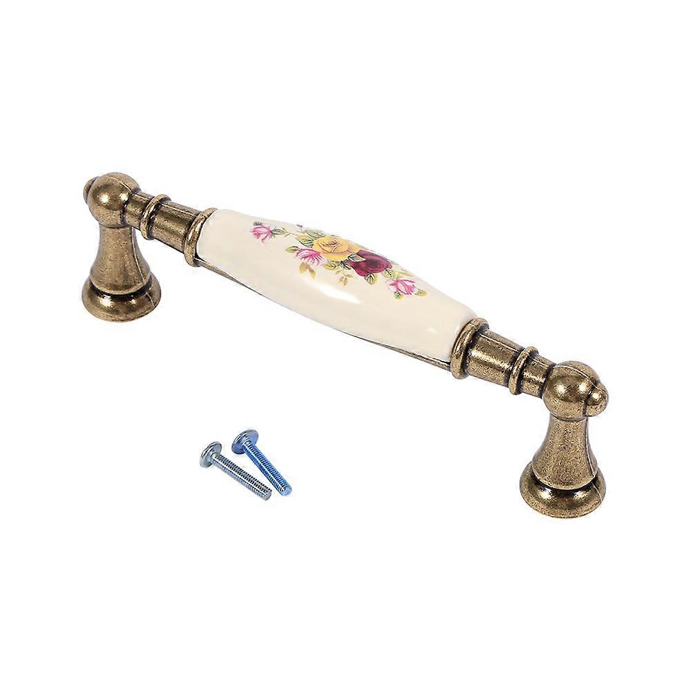 Rural Flower Ceramic Bronze DIY Door Handles Cabinet Cupboard Drawer Knobs Pull #1