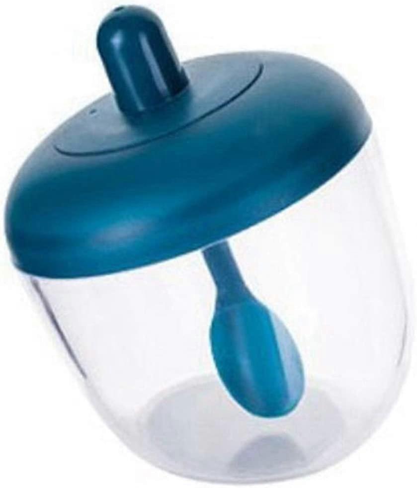 STRAW Seasoning Bottles Plastic Container Containers Condiment Pot Spice Jar with Spoon Honey Pot Oil Brush Bottle (Color : Blue)