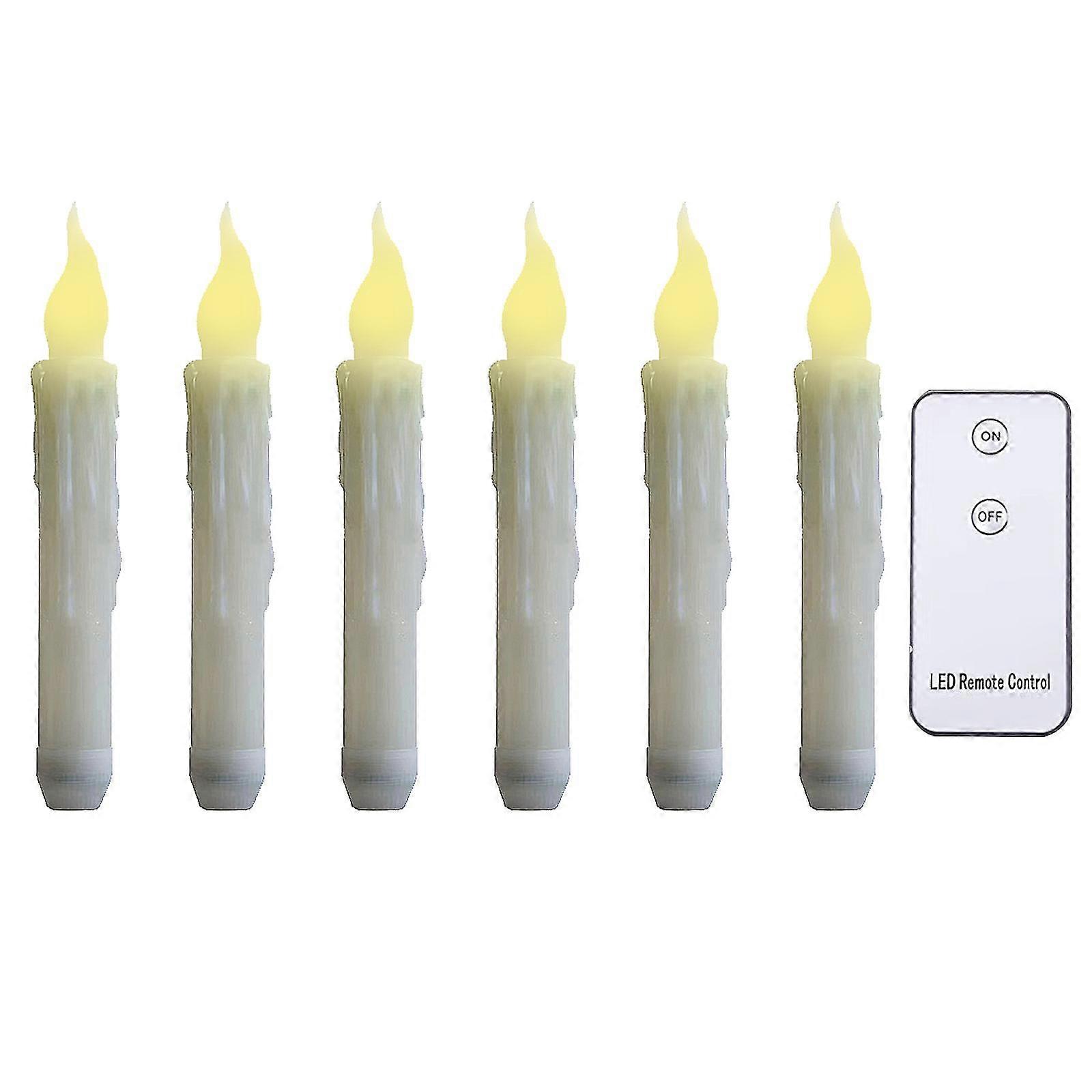 Led Candles With Remote Control, Flickering Flame, Pack Of 6, Halloween Decor
