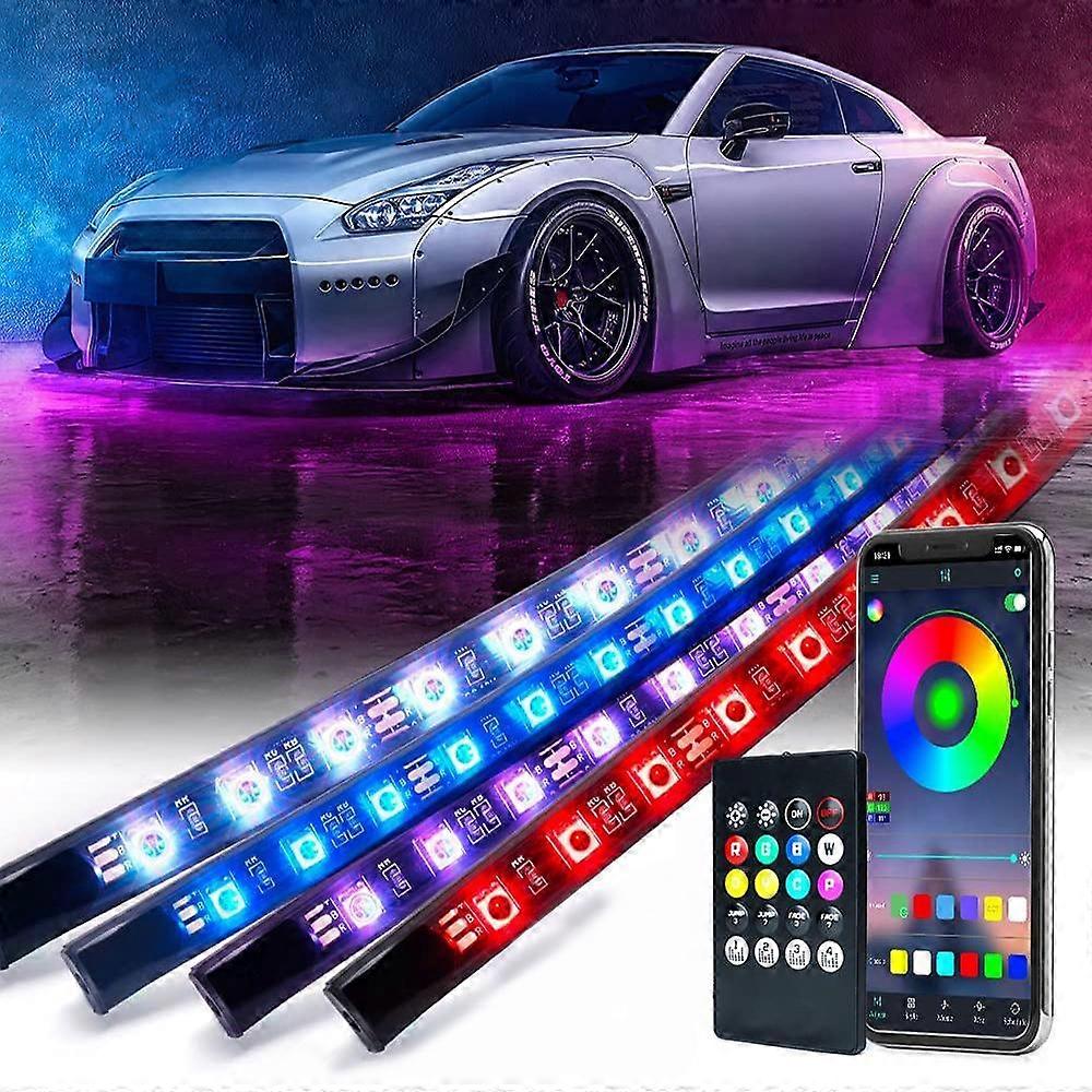 4IN1 Neon LED Strip Auto Bodem Underglow Light APP 12V RGB Flexibele LED Underbody Light Auto Decoratieve Ambient Atmosphere Lamp