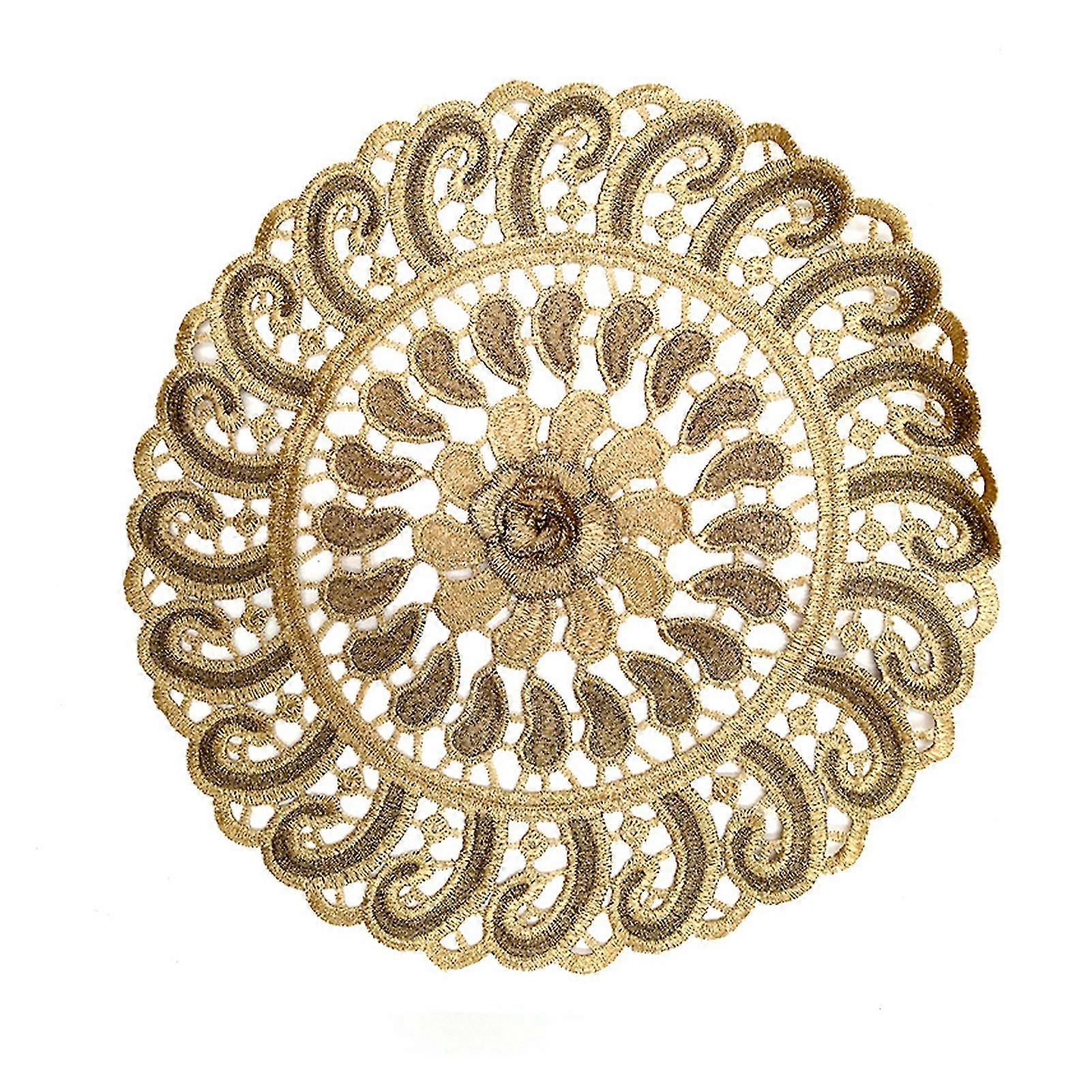 Table Placemat Exquisite Fine Workmanship Wide Application Round Table Lace Coaster For Kitchen Kaesi