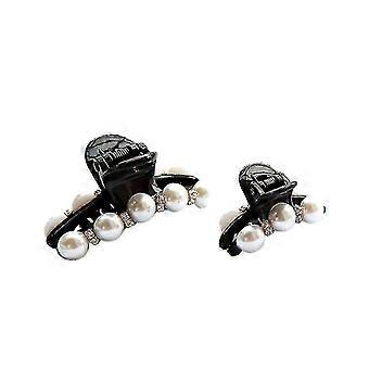 2pcs Donne Ragazze Perla Artificiale E Strass Decorato Clip per Capelli Pin Artiglio Accessori per capelli (taglia S E L)