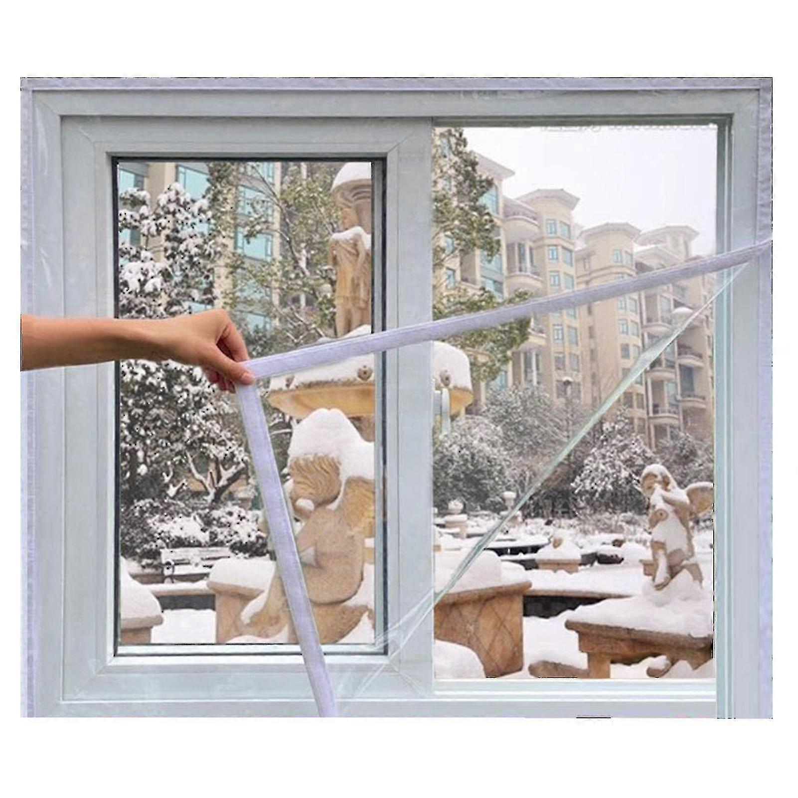 Window Insulation Kit Transparent Easy to Open Plastic Window Wrap for Bedroom Living Room Windows