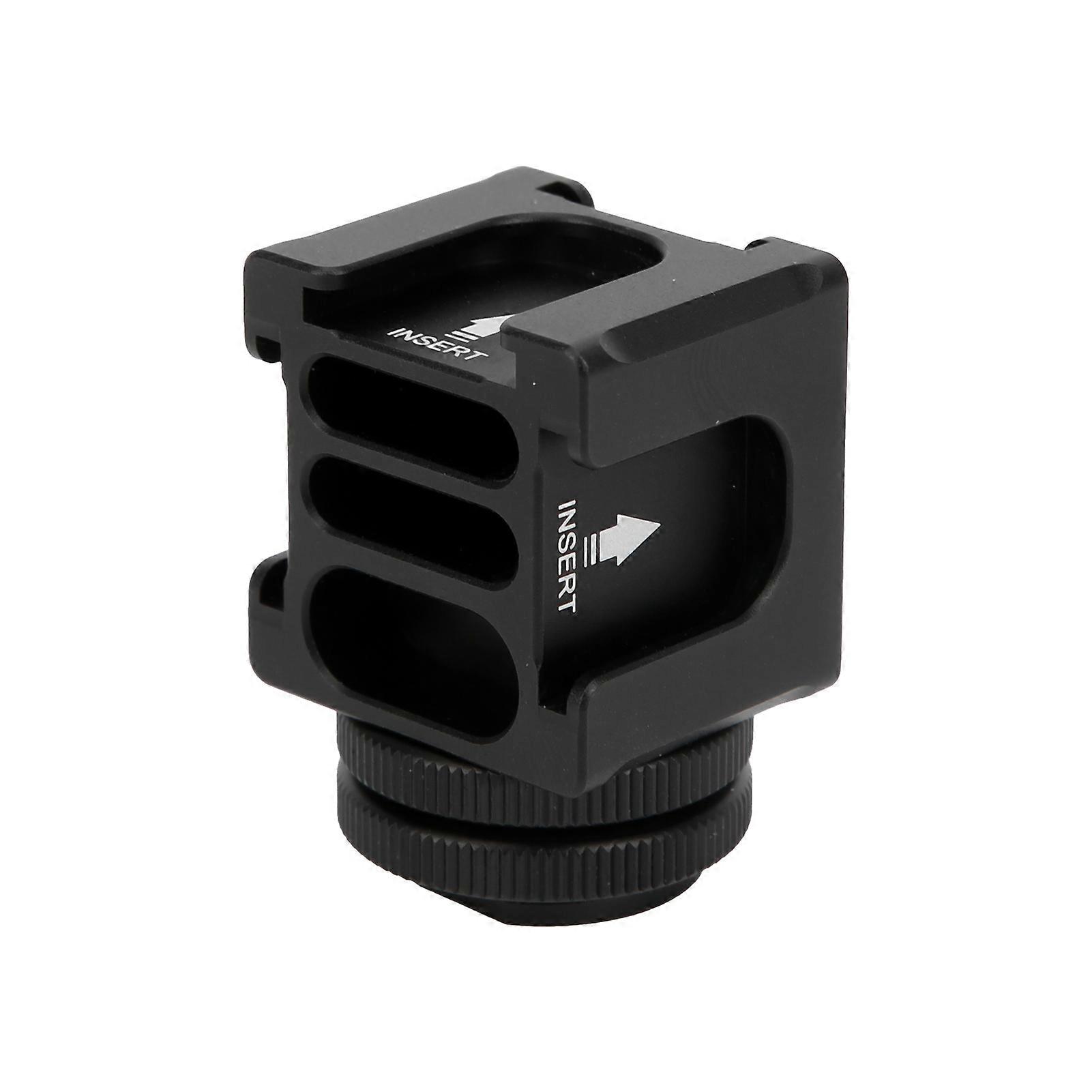 Cold Shoe Mount Plate Adapter with 4 Mounts for Microphone Cellphone Flashlight