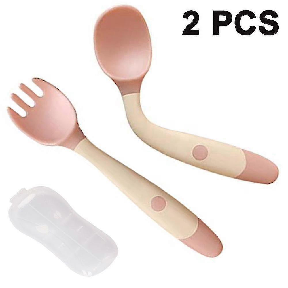 Baby Utensils Spoons Forks 1 Sets, Cute Toddlers Feeding Training