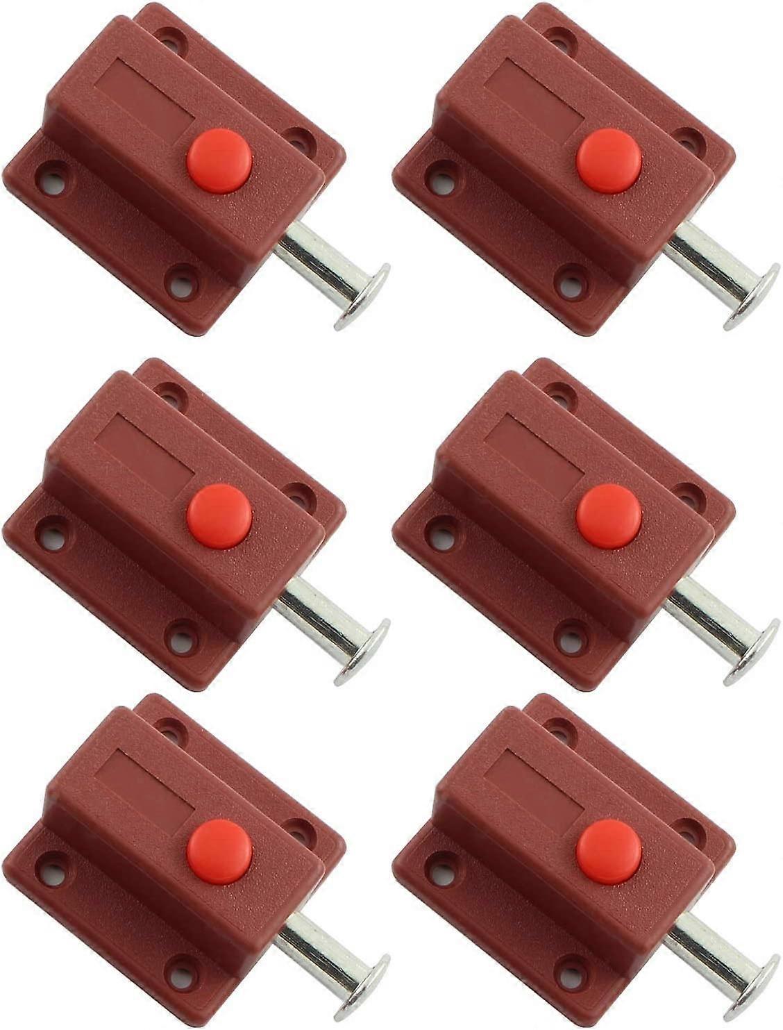 6pcs Spring Loaded Press Button ABS Plastic Bolt Sliding Lock Barrel Bolt Security Latch